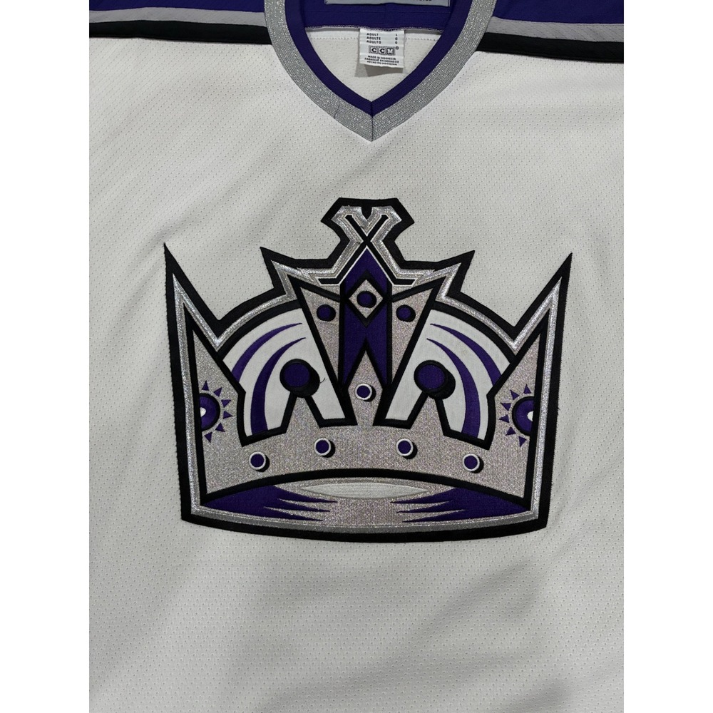 CCM Los Angeles Kings NHL Hockey Jersey White Purple Silver Crown Vintage L - Picture 4 of 10